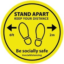 SOCIAL DISTANCING SELF ADHESIV STAND HERE LARGE 400MM DIAMETE