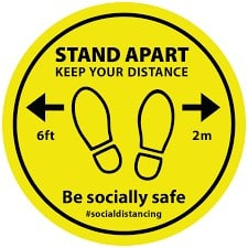 SOCIAL DISTANCING SELF ADHESIV STAND HERE LARGE 400MM DIAMETE