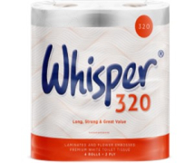 Wisper 320Sht Toilet Rls White