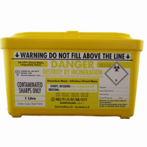 1Ltr Yellow Lid Sharps Bin 1Ltr Yellow Lid Sharps Bin