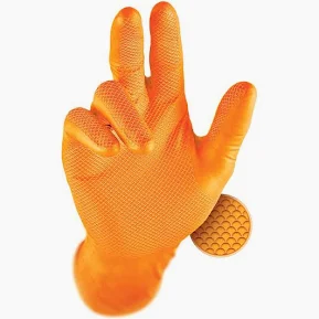 Orange Nitrile Diamond Grip Gloves - All Sizes
